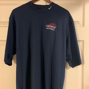 LU Nike football logo short sleeve t-shirt Blue large mock collar